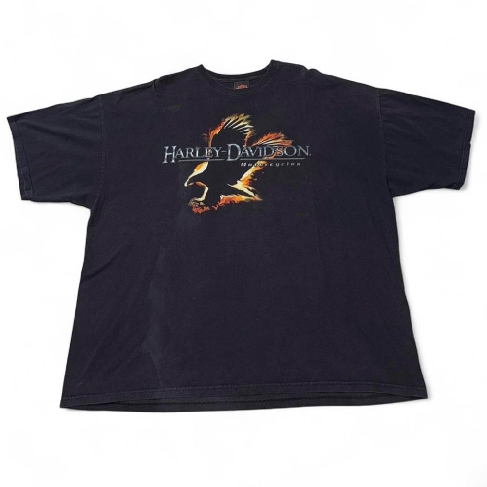 Harley-Davidson Black Short Sleeve Tee with Fiery Eagle Graphic